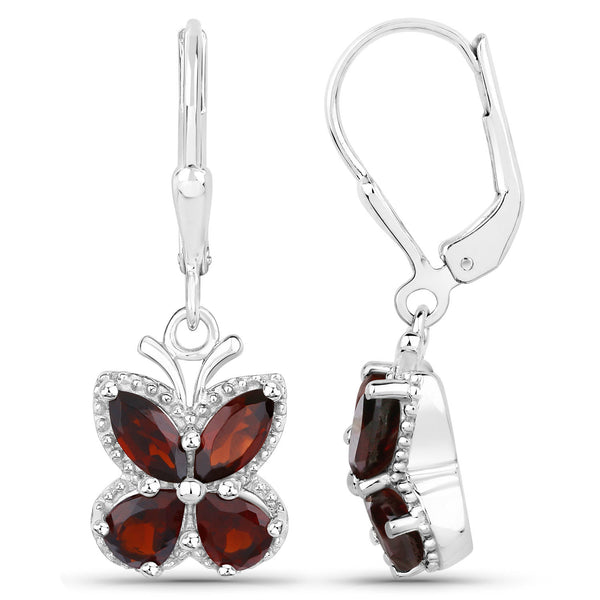 2.60 Carat Genuine Garnet .925 Sterling Silver Earrings