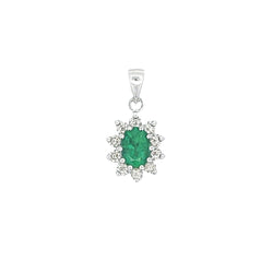 1.13ct Emerald Diamond Fashion Pendants 14KT White Gold