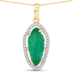 4.10 Carat Genuine Colombian Emerald and White Diamond 14K Yellow Gold Pendant