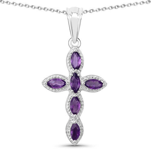 0.90 Carat Genuine Amethyst .925 Sterling Silver Pendant