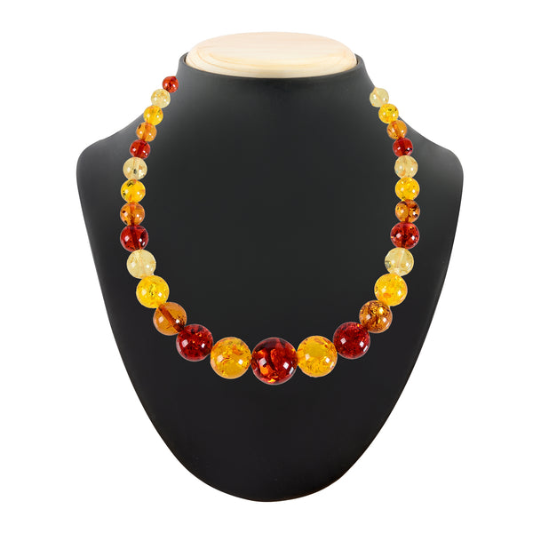 V3 Jewelry Yellow & Red Round Graduated Statement Necklace