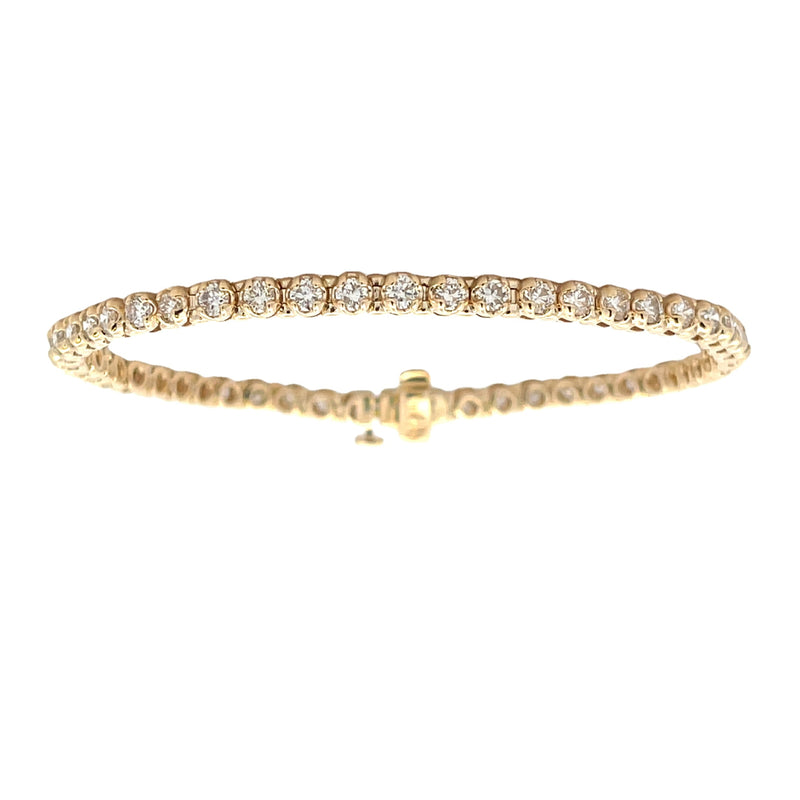 Natural 4.00ct Diamond Tennis Bracelet 10KT Yellow Gold