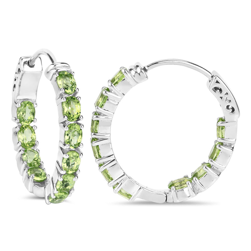 3.40 Carat Genuine Peridot  .925 Sterling Silver Earrings