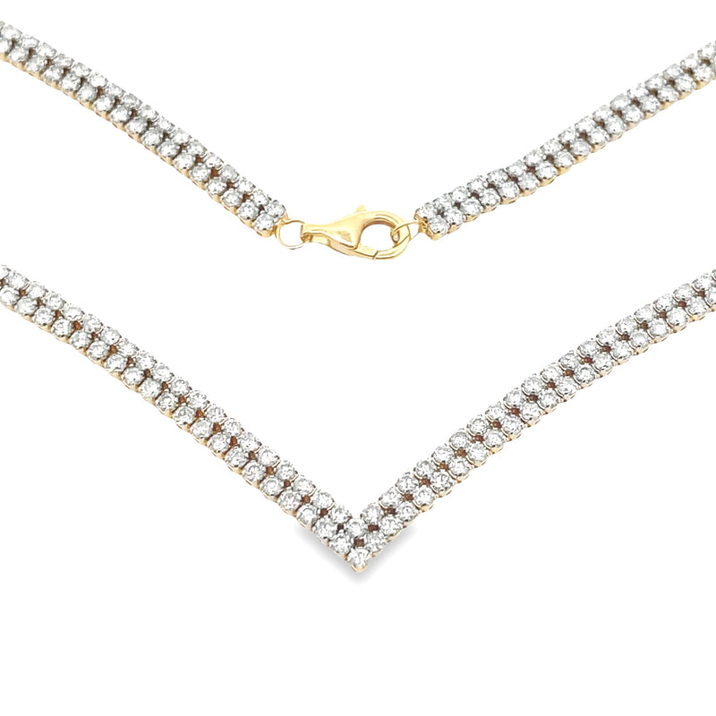 Genuine 7.00ct Diamond Tennis Necklace 14KT Yellow Gold