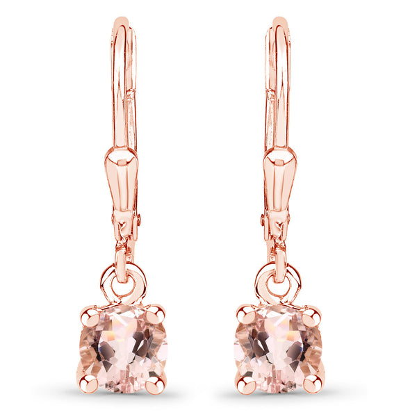 0.82 Carat Genuine Morganite .925 Sterling Silver Earrings