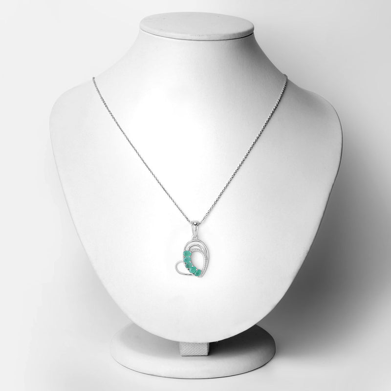 0.70 Carat Genuine Emerald .925 Sterling Silver Pendant