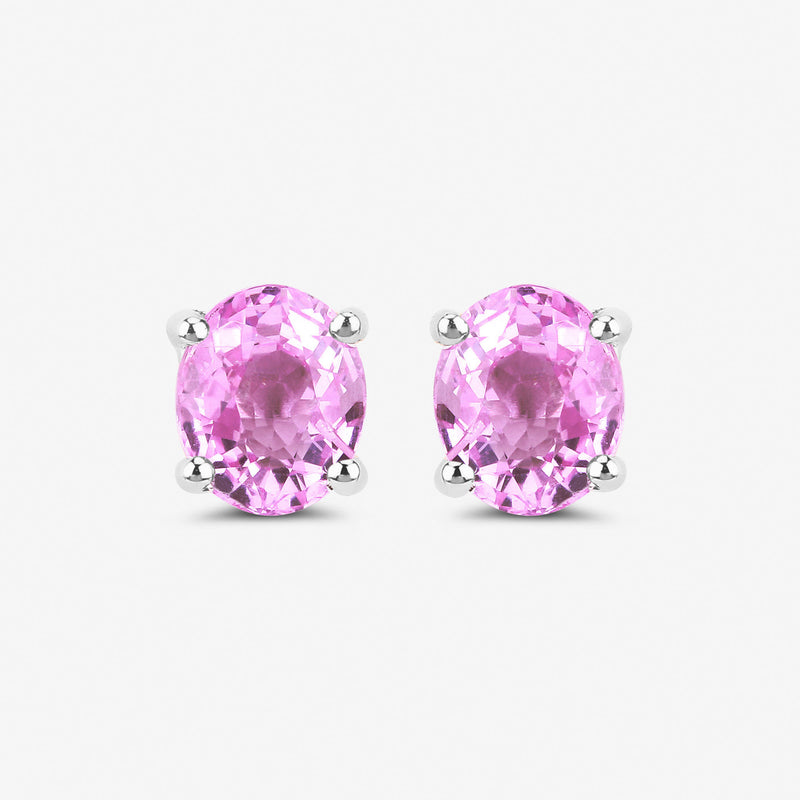 0.96 Carat Genuine Pink Sapphire 14K White Gold Earrings