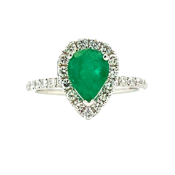 Natural 1.55ct Emerald Diamond Ring 18KT White Gold