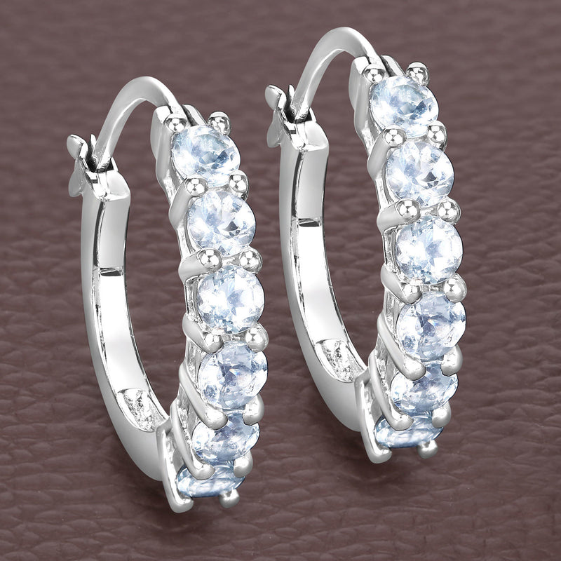 1.20 Carat Genuine Aquamarine .925 Sterling Silver Earrings