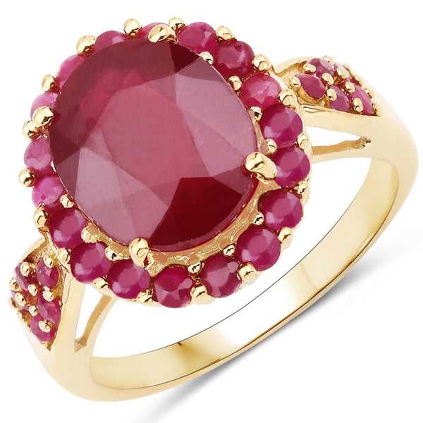 5.09 Carat Glass Filled Ruby and Ruby .925 Sterling Silver Ring