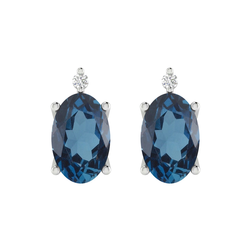 V3 Jewelry Natural London Blue Topaz and Sky Blue Topaz Sterling Silver Stud Earrings Set