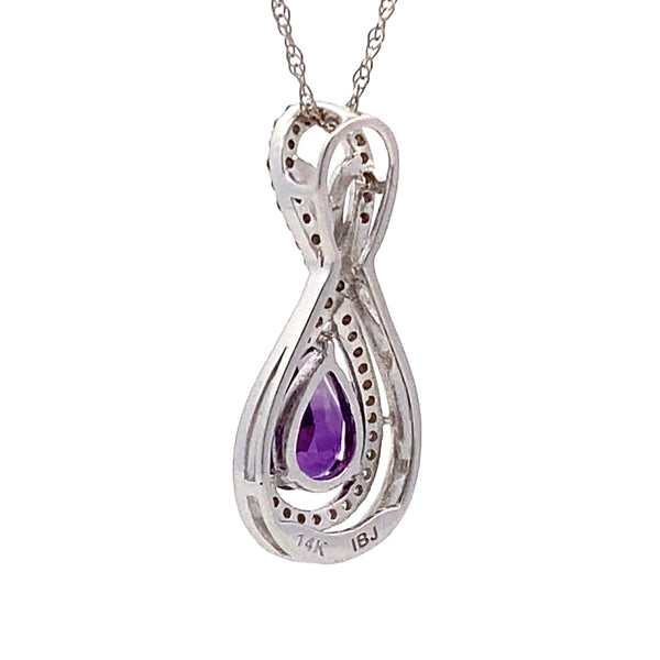 .77ct Amethyst Diamond Fashion Pendants 14KT White Gold