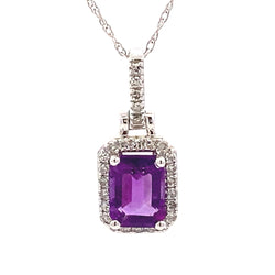 Amethyst Diamond Fashion Pendants 14KT White Gold