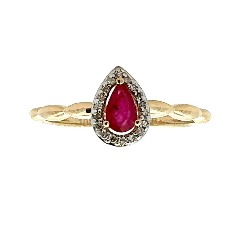 Genuine .32ct Ruby Diamond Ring 10KT Yellow Gold