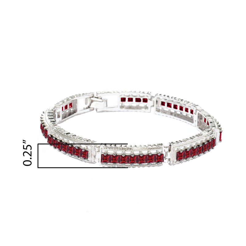 Sterling Silver Ruby Link Bracelet