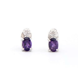 0.84 ctw Amethyst & Diamonds Rhodium Plated Designer Earrings