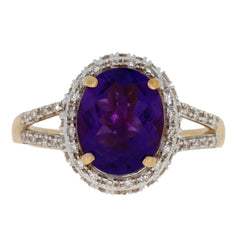 Natural 2.66ct Amethyst Diamond Ring 10KT Rose Gold