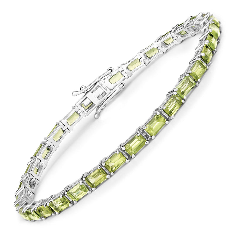 8.68 Carat Genuine Peridot .925 Sterling Silver Bracelet