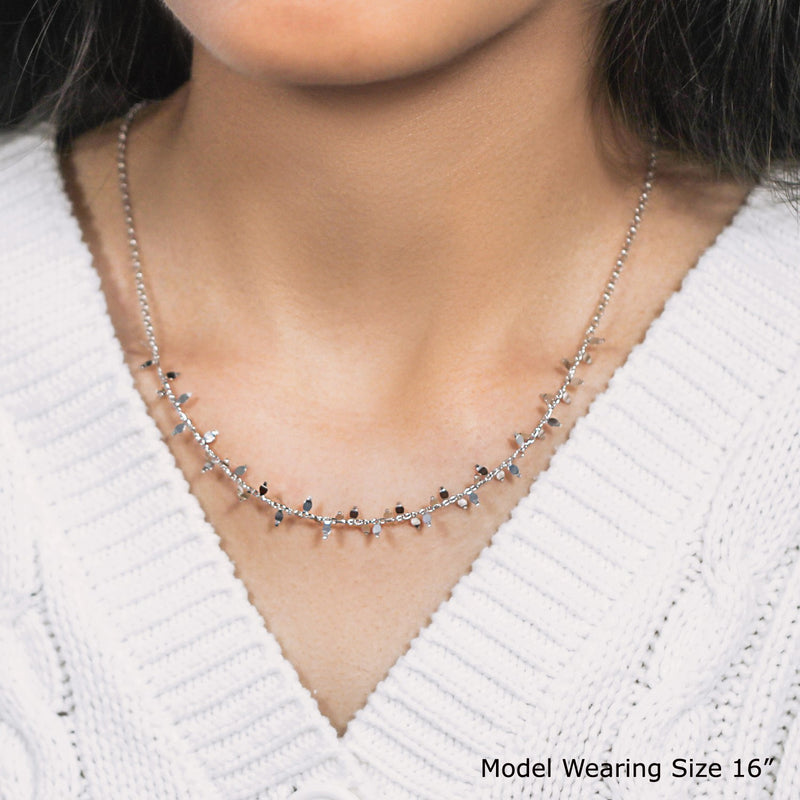 Sterling Silver 18 inch Leaf Motif Chain Necklace