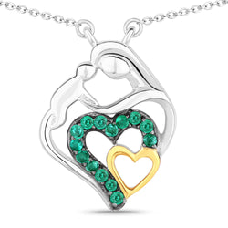 0.24 Carat Genuine Emerald .925 Sterling Silver Pendant