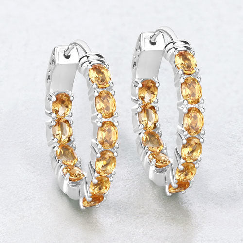 3.20 Carat Genuine Citrine .925 Sterling Silver Earrings