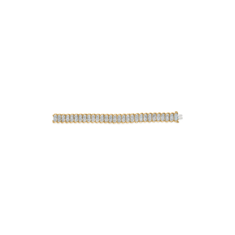 10K Yellow Gold 4.00 Cttw Pave Diamond Classic Link 7" Bracelet (I-J Color, I2-I3 Clarity)