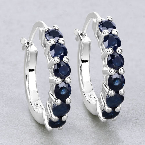 1.32 Carat Genuine Blue Sapphire .925 Sterling Silver Earrings