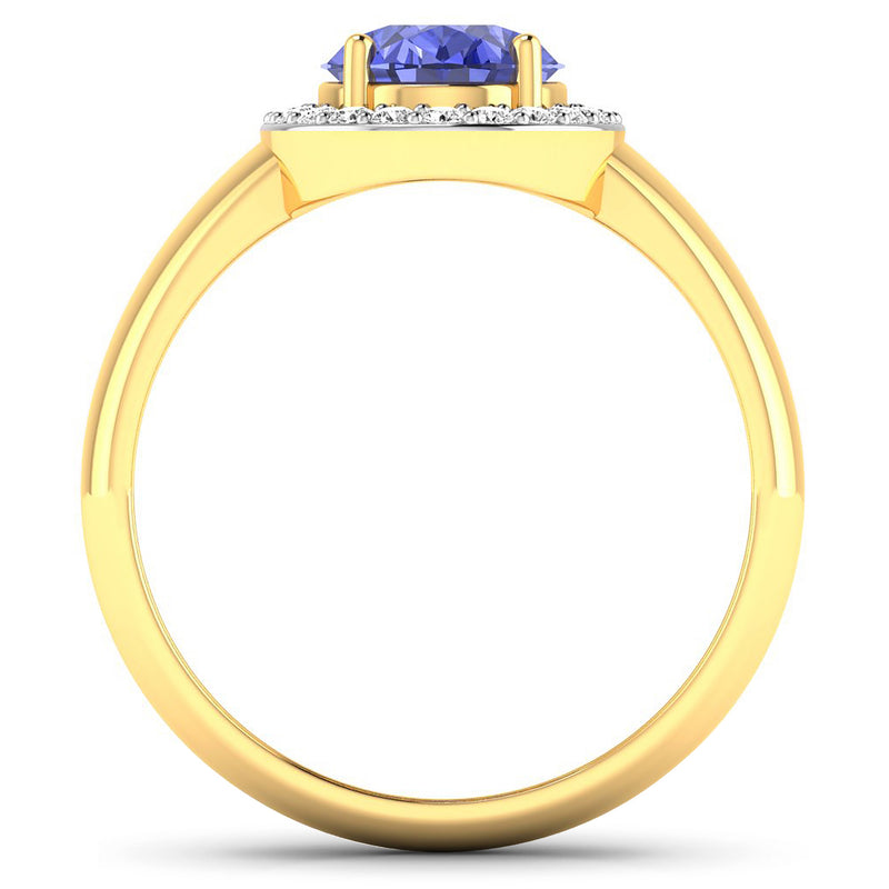 1.92 Carat Genuine Tanzanite and White Diamond 14K Yellow Gold Ring