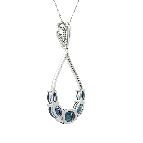 Sapphire Diamond Fashion Pendants 14KT White Gold