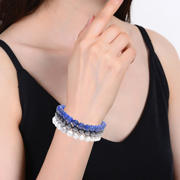 V3 Jewelry Lapis & Gemstone Stretch Bracelet - Set of Three