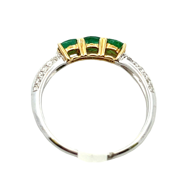 Genuine .53ct Emerald Diamond Ring 18KT 2 Tone Gold