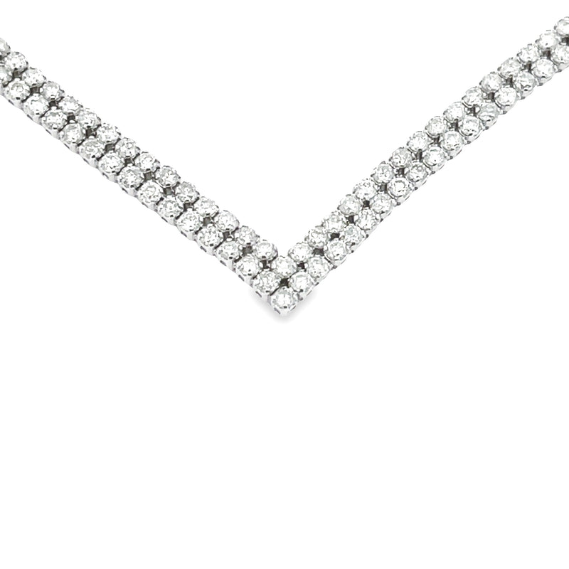 Natural 7.00ct Diamond Tennis Necklace 14KT White Gold