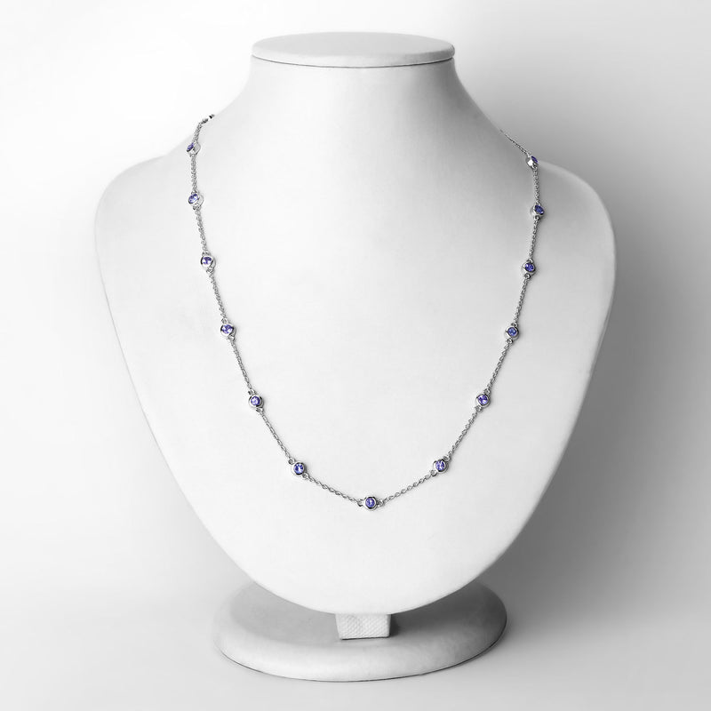 1.80 Carat Genuine Tanzanite .925 Sterling Silver Necklace