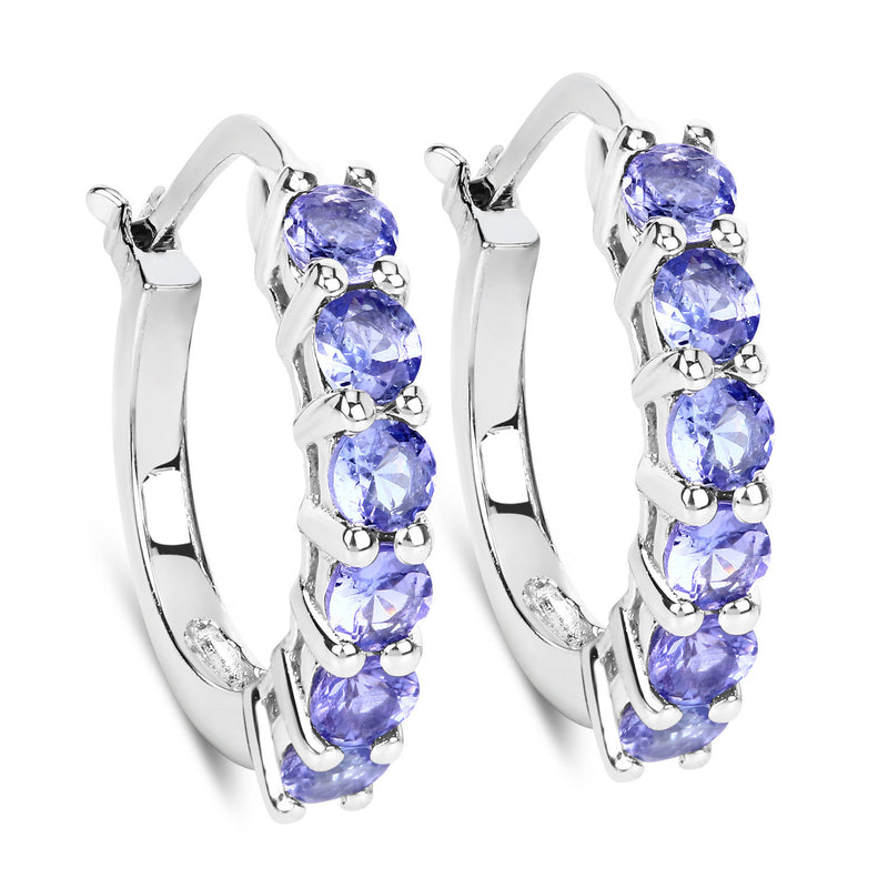 1.20 Carat Genuine Tanzanite .925 Sterling Silver Earrings