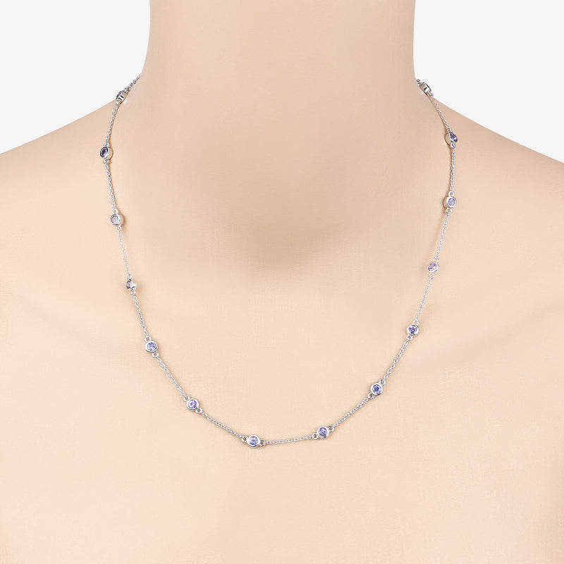 1.80 Carat Genuine Tanzanite .925 Sterling Silver Necklace