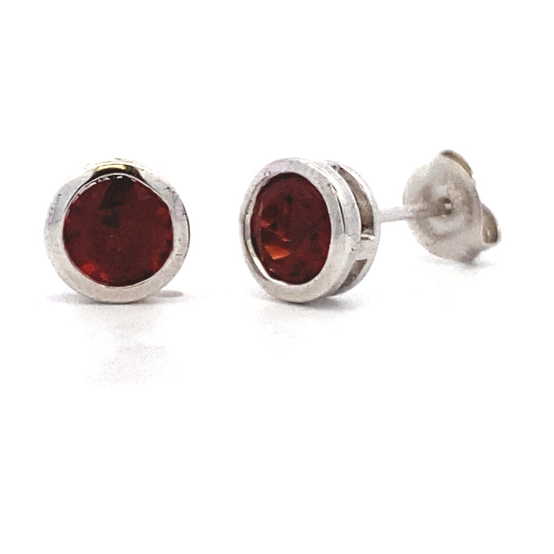 Natural 1.20ct Garnet Stud Earrings Sterling Silver