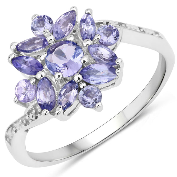 1.15 Carat Genuine Tanzanite .925 Sterling Silver Ring