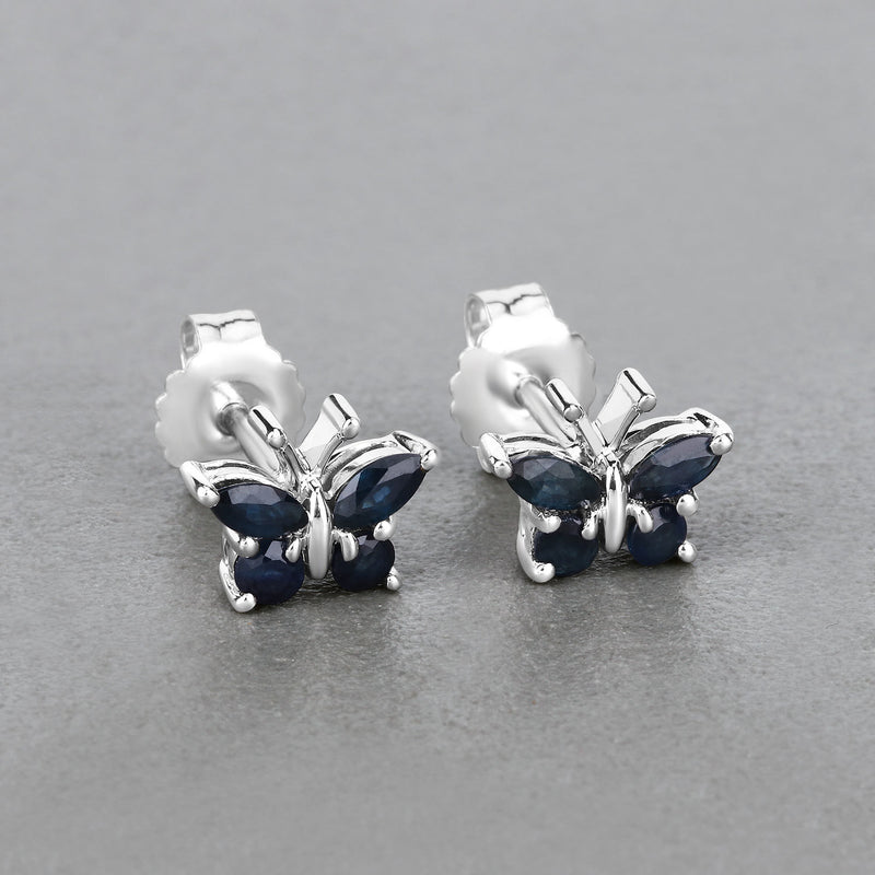 0.61 Carat Genuine Blue Sapphire .925 Sterling Silver Earrings