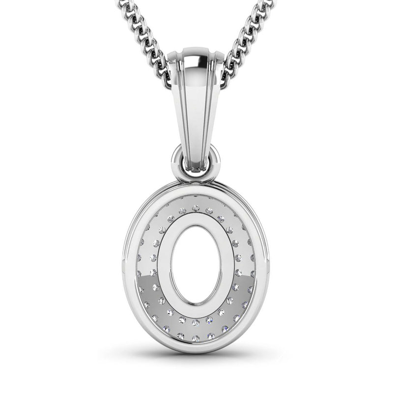 0.17 Carat Genuine White Diamond 14K White Gold Semi Mount Pendant - holds 7x5mm Oval Gemstone