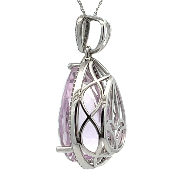 Kunzite Diamond Fashion Pendants 14KT White Gold