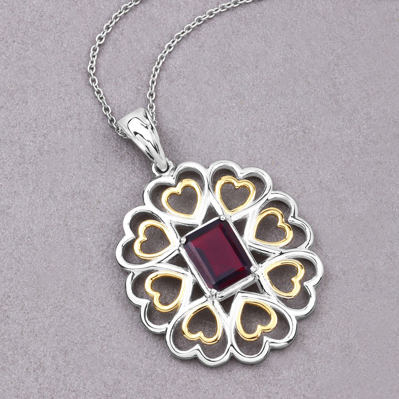 2.55 Carat Genuine Garnet .925 Sterling Silver Pendant