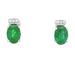 Genuine 1.59ct Emerald Diamond Earrings 14KT White Gold