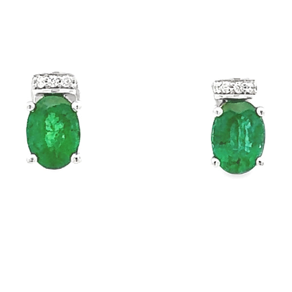 Genuine 1.59ct Emerald Diamond Earrings 14KT White Gold