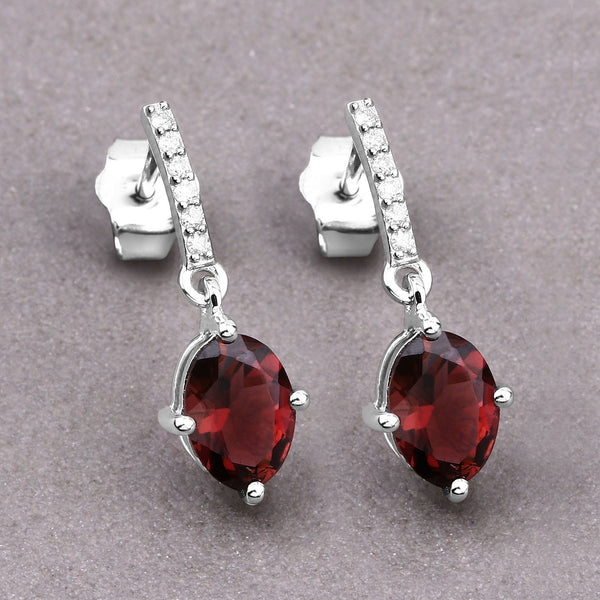 1.51 Carat Genuine Pink Tourmaline and White Diamond 14K White Gold Earrings