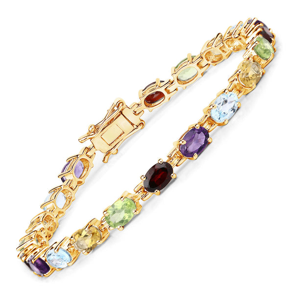 8.96 Carat Genuine Multi Stones .925 Sterling Silver Bracelet