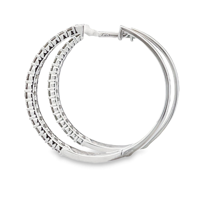 Natural 2.00ct Diamond Hoop Earrings 10KT White Gold