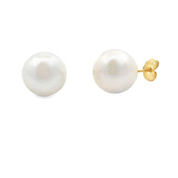 Genuine FW Pearl Stud Earrings 10KT Yellow Gold