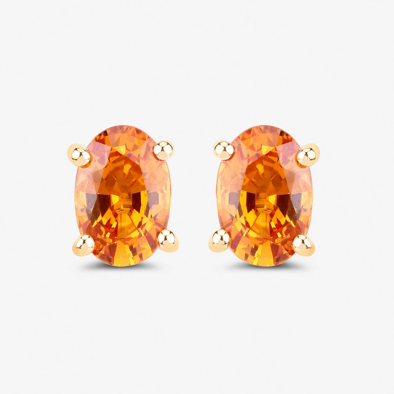 1.10 Carat Genuine Orange Sapphire 14K White Gold Earrings