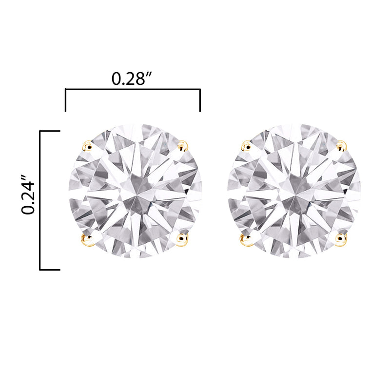 V3 Jewelry 18K Gold Plated with Round Lab Grown 0.45CT Moissanite Stud Womens Earrings