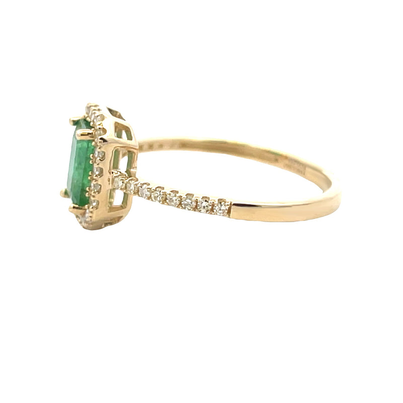 Genuine 1.16ct Emerald Diamond Ring 14KT Yellow Gold